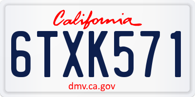 CA license plate 6TXK571