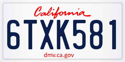 CA license plate 6TXK581