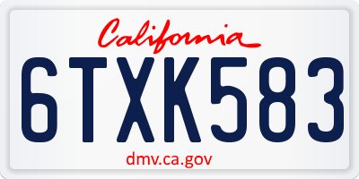 CA license plate 6TXK583