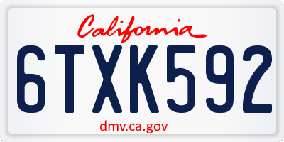 CA license plate 6TXK592