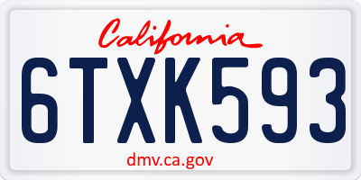 CA license plate 6TXK593