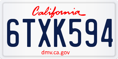 CA license plate 6TXK594