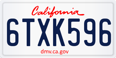 CA license plate 6TXK596