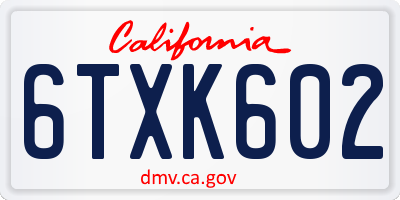 CA license plate 6TXK602