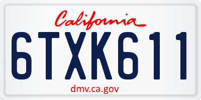 CA license plate 6TXK611