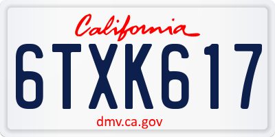 CA license plate 6TXK617