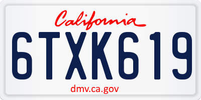 CA license plate 6TXK619
