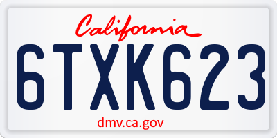 CA license plate 6TXK623