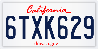 CA license plate 6TXK629