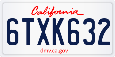 CA license plate 6TXK632