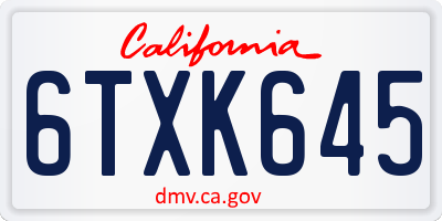 CA license plate 6TXK645