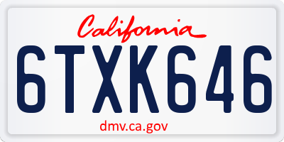 CA license plate 6TXK646