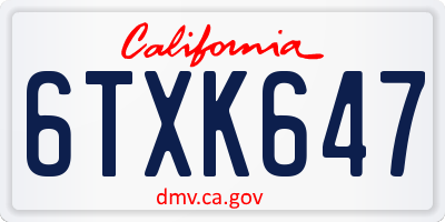 CA license plate 6TXK647