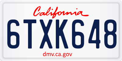 CA license plate 6TXK648