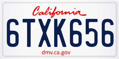 CA license plate 6TXK656