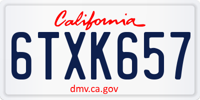 CA license plate 6TXK657