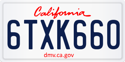 CA license plate 6TXK660