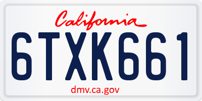 CA license plate 6TXK661