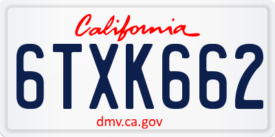 CA license plate 6TXK662