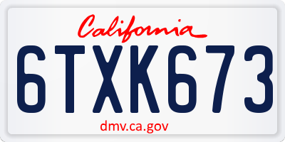 CA license plate 6TXK673