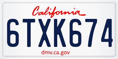 CA license plate 6TXK674