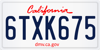 CA license plate 6TXK675