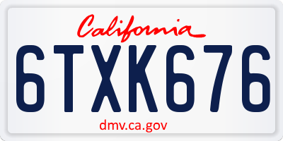 CA license plate 6TXK676