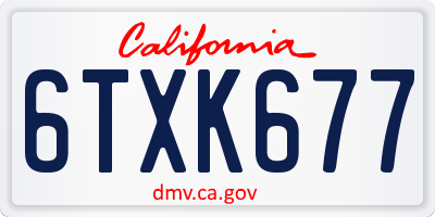CA license plate 6TXK677