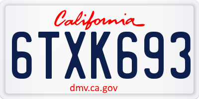 CA license plate 6TXK693