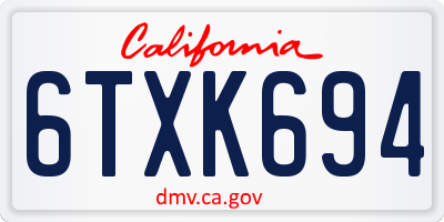 CA license plate 6TXK694