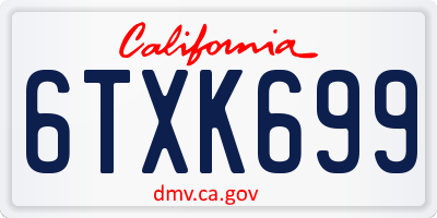 CA license plate 6TXK699