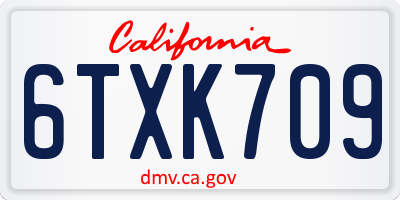 CA license plate 6TXK709