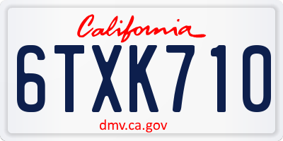 CA license plate 6TXK710