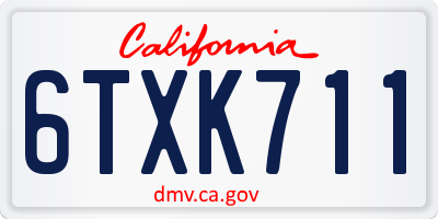 CA license plate 6TXK711
