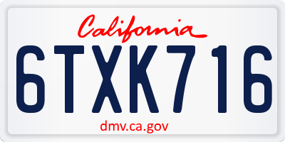 CA license plate 6TXK716