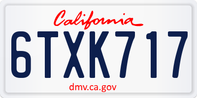 CA license plate 6TXK717