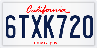 CA license plate 6TXK720