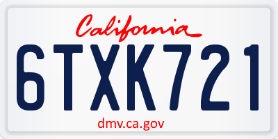 CA license plate 6TXK721