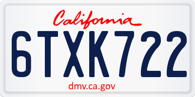 CA license plate 6TXK722