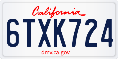 CA license plate 6TXK724