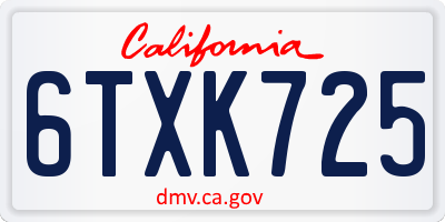 CA license plate 6TXK725