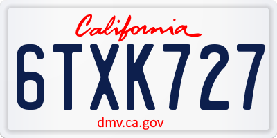 CA license plate 6TXK727