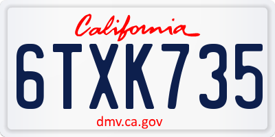 CA license plate 6TXK735
