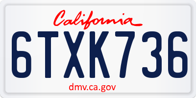 CA license plate 6TXK736