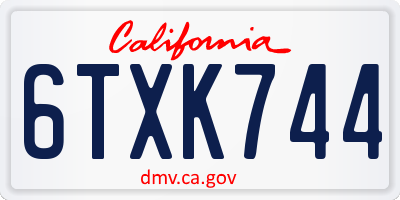 CA license plate 6TXK744