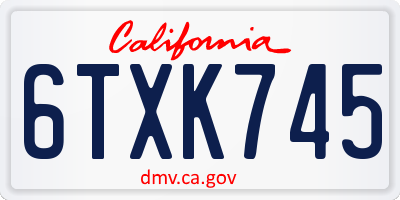 CA license plate 6TXK745