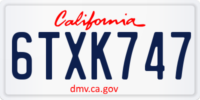 CA license plate 6TXK747
