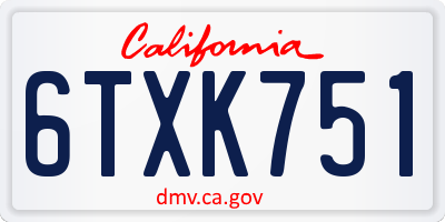 CA license plate 6TXK751