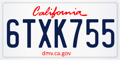 CA license plate 6TXK755
