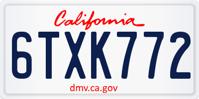 CA license plate 6TXK772